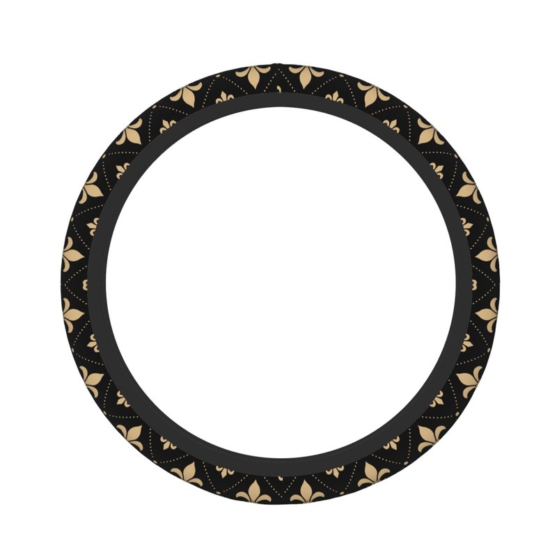 Black Fleur De Lis Steering Wheel Protective Cover Car Universal,