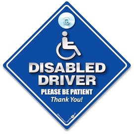 Iwantthatsign.com Autoschild für Behinderte, Innenfenster mit Saugnapf, Blau, 14 cm