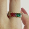 Michooyel Eternity Rainbow Ring Band Ring for Women Girls 18K