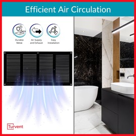 TURvent 14x6 Vent Cover (Duct Opening) - Black HVAC Return Air Grille for Wall and Ceiling - Metal AC Vent Cover with Mesh - Rectangular Ventilation Register - External Dimensions: 15.75" W x 7.87" H