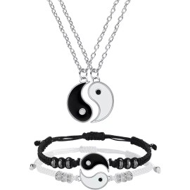 MINI BOXX Yin Yang Juego De Pulseras Con Collar, Pulseras Ajustable