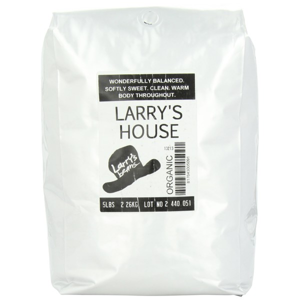 Larry's Coffee Organic Fair Trade Whole Bean 5 pound pack of FBA278517, Larry's House Blend, 80 Ounce