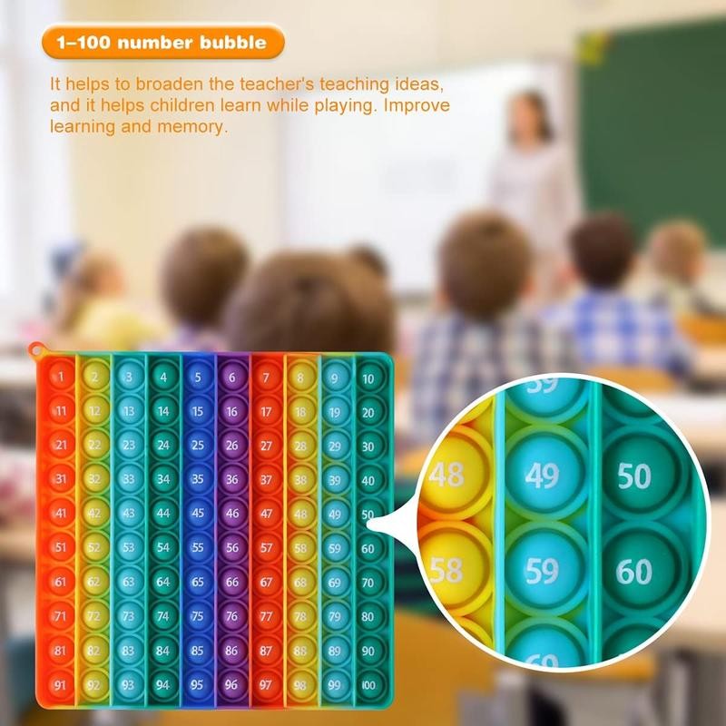 7.8in Big Size P0pp Math Toys , Rainbow Square Fidget