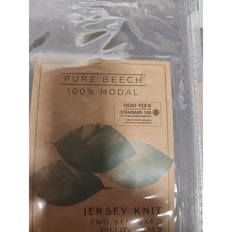 Pure Beech 100% Modal Jersey Knit Two Standard Pillowcases Charcoal.