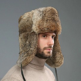 Unbranded Men Winter Imitation Rabbit Fur Hat Trapper Russia Ushanka Earflap Ski Cap NEW - Brown