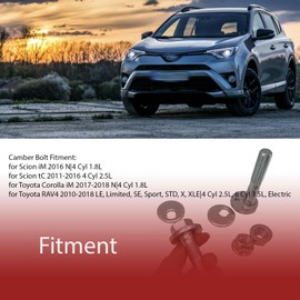 HLVEAUTO 2Pcs Eccentric Alignment Camber Bolt for Toyota RAV4 2010-2018 48409-42030 Car Rear Lower Suspension Control Arm Cam Adjust Nut Kit for Toyota Corolla iM 2017-2018 Silver