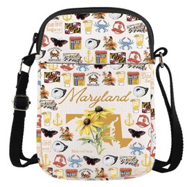 Maryland Travel Gift Bachelorette Party Favor MD State Souvenirs Gift Maryland Travel Crossbody Bag (Maryland CR CA)