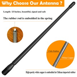13 Inch Antenna for Dodge Ram 1500 (1994-2024), Dodge Ram 2500 3500 (1994-2024), Dodge Ram 1500 2500 3500 Antenna, Flexible Rubber Antenna Replacement Mast