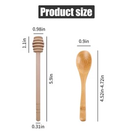 2 Pcs Wooden Honey Spoon & Honey Dipper Stick Set, 15cm Honey Stirrer for Honey, Jam, Syrup, and More - Eco-Friendly Bamboo Honey Mixing Tools