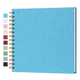 Dawnhua 8 x 8 Inch DIY Scrapbook Photo Album Linen Cover Scrap Book Photo Albums 40 Blank White Pages for Memory Book Travel Wedding Guest Book Baby Shower (Blue Cover/40 Pages)