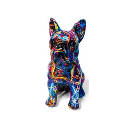 TRIrunpdl French Bulldog Statue Decor, Colorful Art Creativity Graffiti Frenchie Bulldog Sculpture Ornament, Collectible French Bulldog Gifts for Home Room Office Bookshelf Desktop Table TV Cabinet