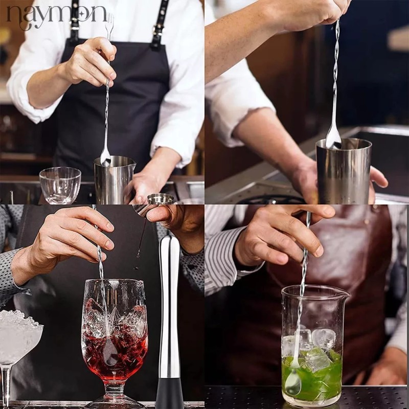 Naymon Cuchara Coctelera Agitador Acero Bartender Mixologo Bar 30cm
