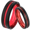 QUEENWISH 8mm Red&Black Tungsten Carbide Ring Mens Two Tone Wedding