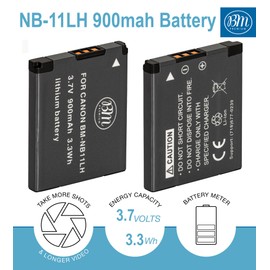BM 2 Pack of NB-11LH Batteries for Canon PowerShot Elph 110 Elph 130 Elph 135 Elph 140 Elph 150 Elph 160 Elph 170 Elph 180 Elph 190 Elph 320 Elph 340 Elph 350 Elph 360, A4000 SX400 SX410 SX420 Cameras