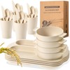 Honoson 24 Pcs Wheat Straw Dinnerware Cutlery Set Including Divided