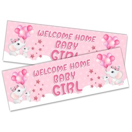 x2 Welcome Home Baby Girl Banner Baby Shower Homecoming Party Decoration 1