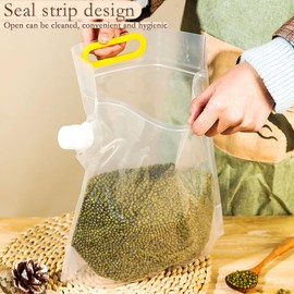 Cereal Rice Storage Bag - 5Pack Moisture Proof Cereal Storage Container Food Storage Bag with Lid, Portable Grain Sealed Bag with Handle for Kitchen Organizer Grain Storage