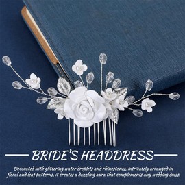 JEYORZY 1 Pcs Hair Comb Hair Accessories Bridal Wedding Hair Combs Women Rhinestone Pearl Bridal Hair Accessories Silver Flower Silver Crystal Wedding Pearls Hair Clips Hair Accessories for Women