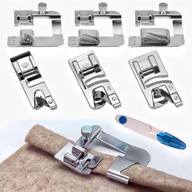 Pack of 6 Sewing Feet Stainless Steel Presser Foot with Small Sewing Scissors Sewing Machine Presser Foot 6 Sizes Sewing Machine Hem Foot Band Sewing Scissors Multifunctional Sewing Machine Feet for