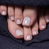Soft Gel Press on Toenails Short Design Milky White Fake