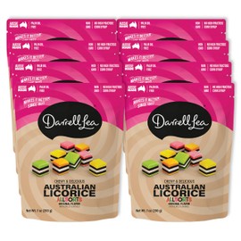Darrell Lea Soft Australian Licorice, Non-GMO, No Palm Oil, Plant Based, No High Fructose Corn Syrup, Soft & Chewy Licorice Candy, Made in Australia (Allsorts, 7 Ounce (Pack of 8))