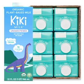 Kiki Milk Plant Based Milk - Organic Unsweetened Kiki Milk - Calcium & Magnesium Source - Gluten Free, Gum Free, GMO Free, Dairy Free, Soy Free, Glyphosate Free - Shelf Stable - (32 oz • Pack of 6)