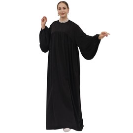 Women Muslim Prayer Dress Loose Solid Colour Dubai Maxi Dress Lightweight Long Sleeves Islamic Abaya