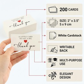 Kexinglu 200Pcs Thank You Cards for Small Business, 2 x 3.5 Inches/5 x 9 cm A Little Card to Say A Big Thank You, Customer Appreciation Notes for Packaging Essentials Supplies