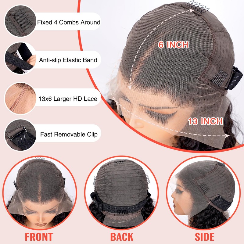 TOYERE Bob Wig Human Hair 13x6 Lace Frontal Deep Curly