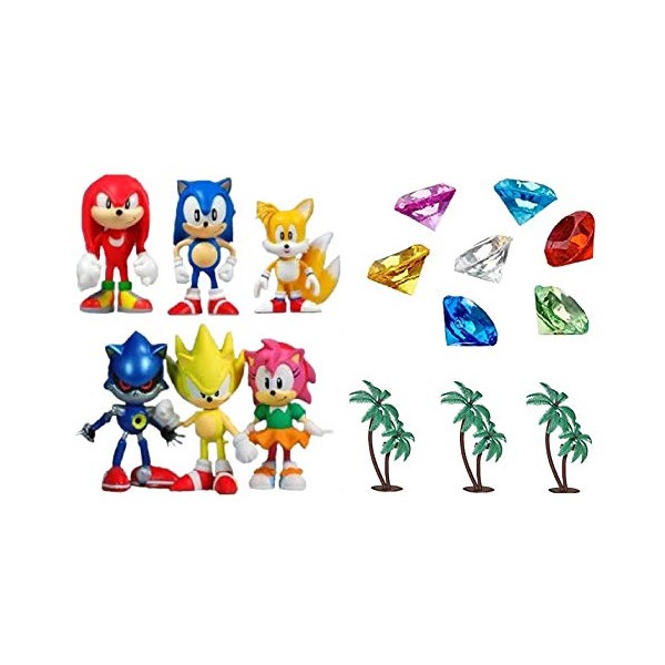 Classic Sonic 15-Piece Figure Play Set - Friends, Palm Trees,