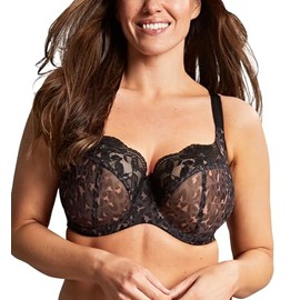 Panache Women's Nina Underwire Stretch Lace Side Support Bra | Black Leopard 28FF | Balcony Style, Full Coverage for Large Busts