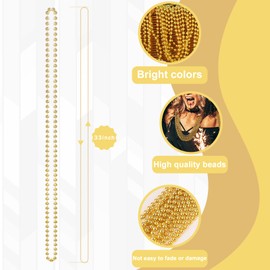JoyGala 100PCS Bulk Parade Beads - Colorful Mardi Gras Bead Necklaces for Kids & Adults - Party Decorations & 33" Festival Parade Throw Accessories Bulk Beads for Wedding, Birthday (100, Gold)