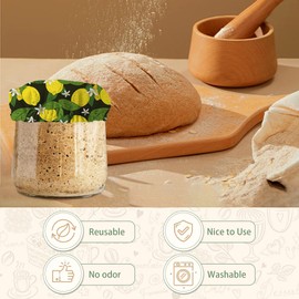 Cloth Covers for Sourdough Starter Jars,Yellow Lemons and Flowers Preservation to Increase Fermentation Cover for Bread Cover Sewn Cloth Cover for Sourdough Starter（5 Pack）