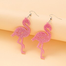 QzxEqz Flamingo Earrings Boho Tropical Bird Earrings Cute Pink Flamingo Glitter Drop Dangle Earrings for Women (pink)