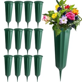12 Pack Memorial Flower Vase Plastic Cemetery Vases with Spikes Cemetery Decorations for Grave Decorations for Cemetery Vases for Flowers Plastic Vases for Flowers Cemetery Flowers for Grave Vase