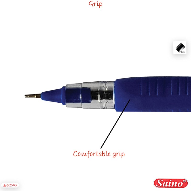 SAINO 5 x 0.7mm Tip Tri-Fit Triangular BLUE Ballpoint Pens