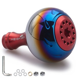 HEIGHTEN 1.2 inch (30 mm) Reel Handle Knob 0.5 oz (14.5 g) for Shimano Daiwa Universal (Shimano Type A) (Daiwa Type S) Aurora Series (Red) (346)