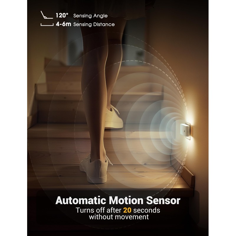 Night Light Socket with Motion Sensor, Pack of 2 Night