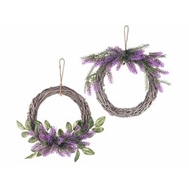 Gruppo Maruccia - Dekorative Frühlingskranz mit künstlichem Lavendel - Türschmuck zum Aufhängen - Durchmesser 25 cm (1)