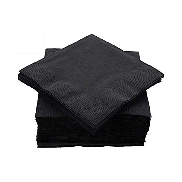 Amcrate Big Party Pack 125 Count Black Beverage Napkins - Ideal for Wedding, Party, Birthday, Dinner, Lunch, Cocktails. (5” x 5”)