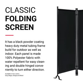 Proman Products - Galaxy II Section Divider, Water Repellent Fabric Room Divider with Black Powder Coated Metal Frame for Indoors or Outdoors, Small 50.25” Width (Black)