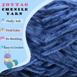 Velvet Chenille Yarn for Crocheting Navy Blue Velvet Yarn Fluffy Yarn Plush Yarn Thick Bulky Chunky Chenille Velvet Yarn Soft Baby Blanket Yarn for Crocheting Hand Knitting 3 * 100g-Navy Blue