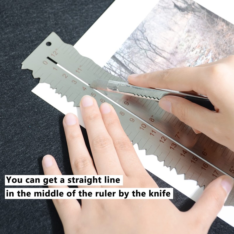 UPTTHOW Stainless Steel Metal Paper Tearing Ruler for Cutting Paper