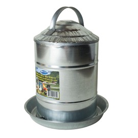FARM-TUFF FARM-TUFF Double Wall Cone Top Galvanized Metal Automatic Poultry Fountain Waterer for Chickens, 2 Gallon Capacity