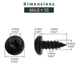 #10 x 1/2" Pan Head Wood Screws (50 pcs), 18-8 (304) Stainless Steel, Phillips Drive Pan Head Self Tapping Screws, Black Oxide Coated Sheet Metal Screws, Fayeploo (with Phillips Driver Bit)