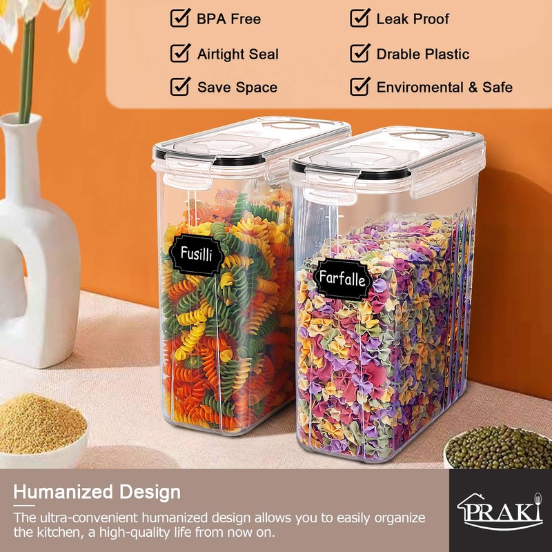 PRAKI 5PCS Cereal Containers Storage Set, BPA Free Airtight Food