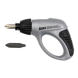 ANEX No.431 Ratchet Screwdriver, Replaceable Gandora Screw Pita, Set of 2 Bits