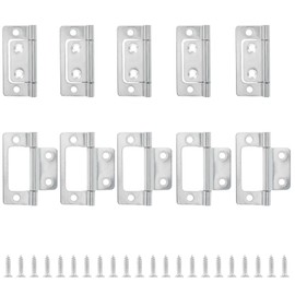 Augiimor 10 Pcs Non-Mortise Door Hinges, 2 x 0.98 Inch Bi-Fold Door Hinges with Screws for Furniture, Door, Windows,Windows, Cupboard (Silver)