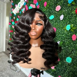Raw Vietnamese Glueless hd Lace Wig Loose Deep Wave Straight Vietnamese Raw Human Hair Wigs Vendorstyle: Wavy curly wig, color: Natural black, stretched length: 10 inches, Lace Size: HD 4x4