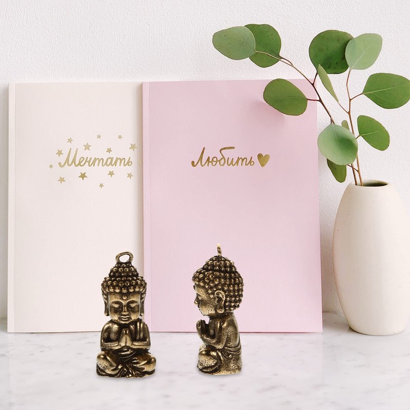 ledmomo Mini Buddha Statue Figurine, 2 Pieces Brass Figurine, Shakyamuni